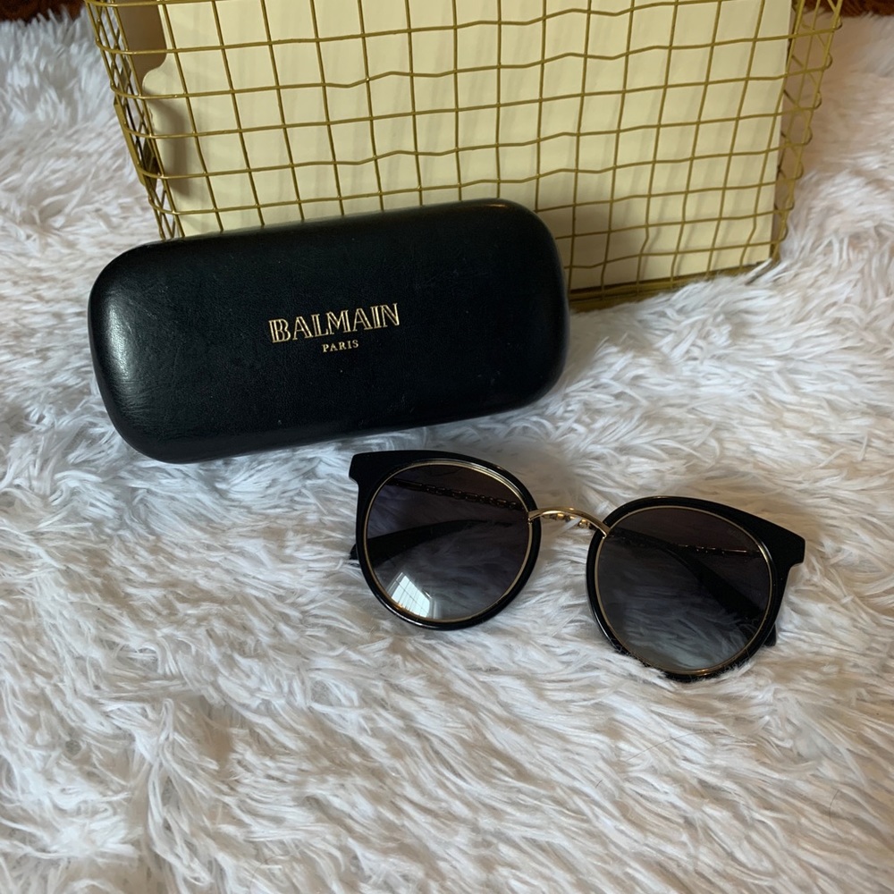 Balmain 53 mm Black & Gold Oversize Sunglasses